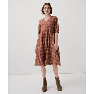 Pact Women's Fireside Flannel Crossover Dress Sz L Spice Plaid Comfortable